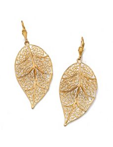 Filigree Leaf Drop Earrings by PalmBeach Jewelry