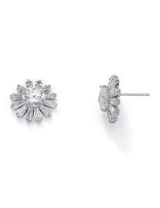 Crystal Starburst Pierced Earrings by PalmBeach Jewelry