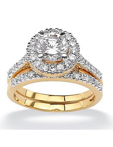 Round Cubic Zirconia Wedding Set by PalmBeach Jewelry