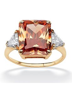 Champagne and White Cubic Zirconia Ring by PalmBeach Jewelry
