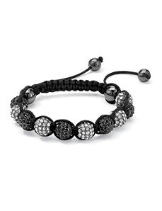 Black & White Crystal Ball Bracelet by PalmBeach Jewelry