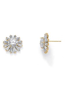 Crystal Starburst Pierced Earrings by PalmBeach Jewelry