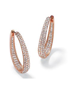 Oval Inside-Out Cubic Zirconia Huggie Earrings by PalmBeach Jewelry