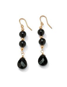 Onyx Drop Pierced Earrings by PalmBeach Jewelry