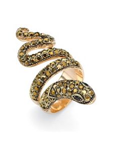 Crystal Coiled Snake Ring by PalmBeach Jewelry