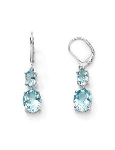 Blue Topaz Drop Pierced Earrings by PalmBeach Jewelry