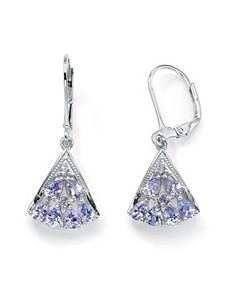Tanzanite Fan-Shaped Earrings by PalmBeach Jewelry