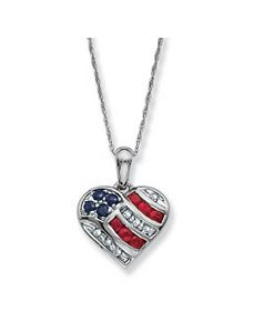 Heart-Shaped Patriotic Pendant by PalmBeach Jewelry