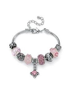Pink Crystal Bali-Style Bracelet by PalmBeach Jewelry