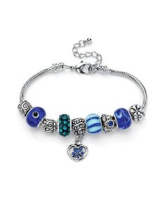 Blue Crystal Bali-Style Bracelet by PalmBeach Jewelry