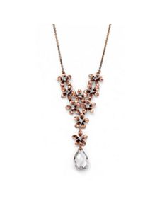 Cubic Zirconia/Crystal Flower Bouquet Necklace by PalmBeach Jewelry