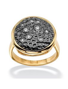 Cubic Zirconia Hammered-Style Circle Ring by PalmBeach Jewelry