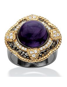 Purple Glass & Cubic Zirconia Ring by PalmBeach Jewelry