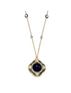 Purple Glass & Cubic Zirconia Pendant-Necklace by PalmBeach Jewelry