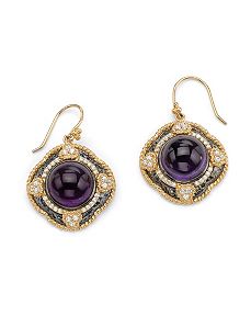 Purple Glass & Cubic Zirconia Pierced Earrings by PalmBeach Jewelry