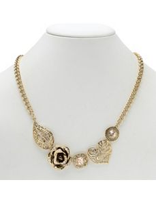 Flower/Heart/Leaf Crystal Necklace by PalmBeach Jewelry
