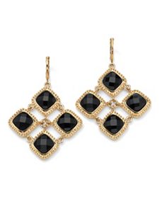 Black Lucite Checkerboard Earrings by PalmBeach Jewelry