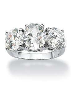 Oval and Round Cubic Zirconia Ring by PalmBeach Jewelry