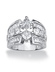 Marquise and Princess-Cut Cubic Zirconia Ring by PalmBeach Jewelry