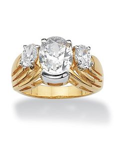 Oval-Cut Cubic Zirconia Ring by PalmBeach Jewelry