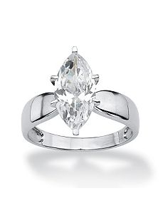 Marquise-Cut Cubic Zirconia Solitaire Ring by PalmBeach Jewelry