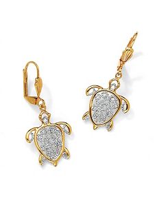 Filigree Turtle Pierced Earrings by PalmBeach Jewelry