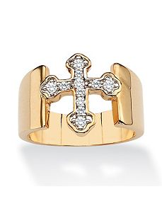 Cubic Zirconia Cross Band Ring by PalmBeach Jewelry