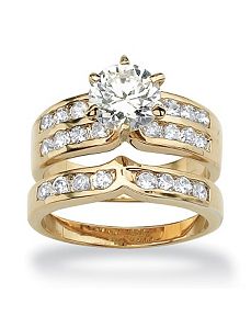 Cubic Zirconia Channel Wedding Set by PalmBeach Jewelry