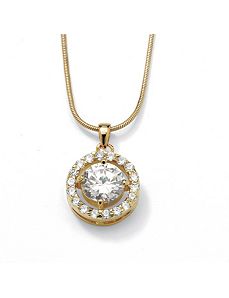 Cubic Zirconia Circle Pendant by PalmBeach Jewelry