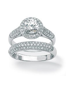 Round Cubic Zirconia Ring Set by PalmBeach Jewelry