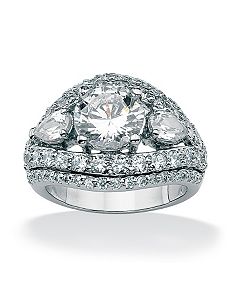 Round and Pear Cubic Zirconia Ring by PalmBeach Jewelry