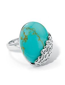 Simulated Turquoise Cabochon Ring by PalmBeach Jewelry