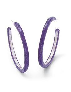 Purple Stingray Hoop Earrings 2" by PalmBeach Jewelry