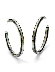 Mother-of-Pearl Hoop Earrings by PalmBeach Jewelry