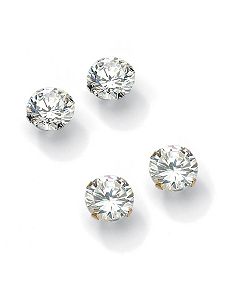 Round Cubic Zirconia Stud Pierced Earring Set by PalmBeach Jewelry