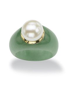 Jade and Freshwater Pearl Ring by PalmBeach Jewelry