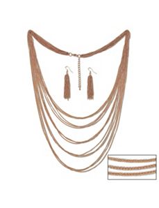 Multi-Chain Necklace & Earring Set by PalmBeach Jewelry
