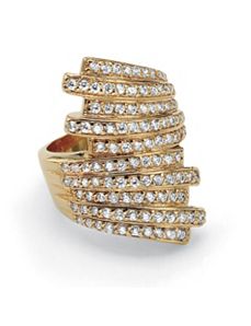 Multi-Row Cubic Zirconia Bypass Ring by PalmBeach Jewelry