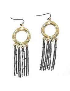 Tutone Drop Pierced Earrings by PalmBeach Jewelry
