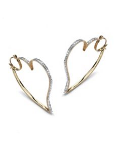 Diamond Accent Heart Hoop Earrings by PalmBeach Jewelry