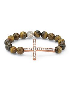 Horizontal Cross Tiger's-Eye Bracel by PalmBeach Jewelry