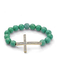 Horizontal Cross Turquoise Bracelet by PalmBeach Jewelry