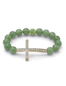 Horizontal Cross Jade Bracelet by PalmBeach Jewelry