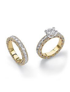 Round Cubic Zirconia Beaded Wedding Ring Set by PalmBeach Jewelry