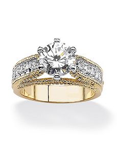 Round Cubic Zirconia Beaded Ring by PalmBeach Jewelry