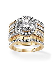 Cubic Zirconia Circle Wedding Set by PalmBeach Jewelry