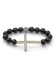 Horizontal Cross Onyx Bracelet by PalmBeach Jewelry