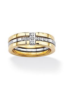 Horizontal Cross Cubic Zirconia Ring Set by PalmBeach Jewelry