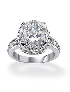 Round Cubic Zirconia Beaded Ring by PalmBeach Jewelry