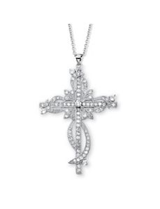 Cubic Zirconia Cross Pendant by PalmBeach Jewelry